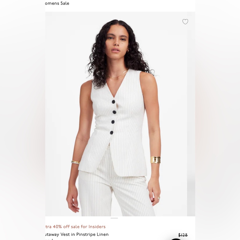 Madewell SET pinstripe Linen set 
Vest size 14 
Harlow pants 12P